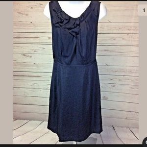 LOFT Navy Blue Silk Ruffle Dress